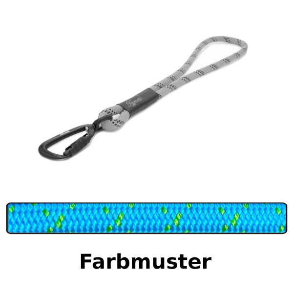 Kurzführer / Handschlaufe TWIST - L - blau mit grünen Stichen